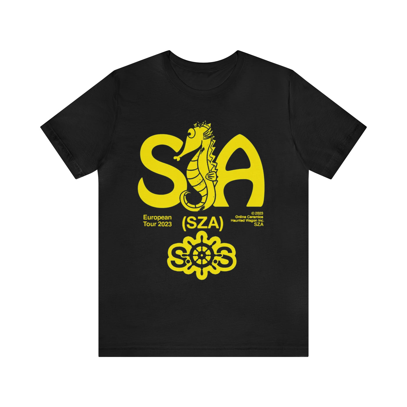 SZA MERCHANDISE - BLACK SOS SEAHORSE EUROPE TOUR T-SHIRT