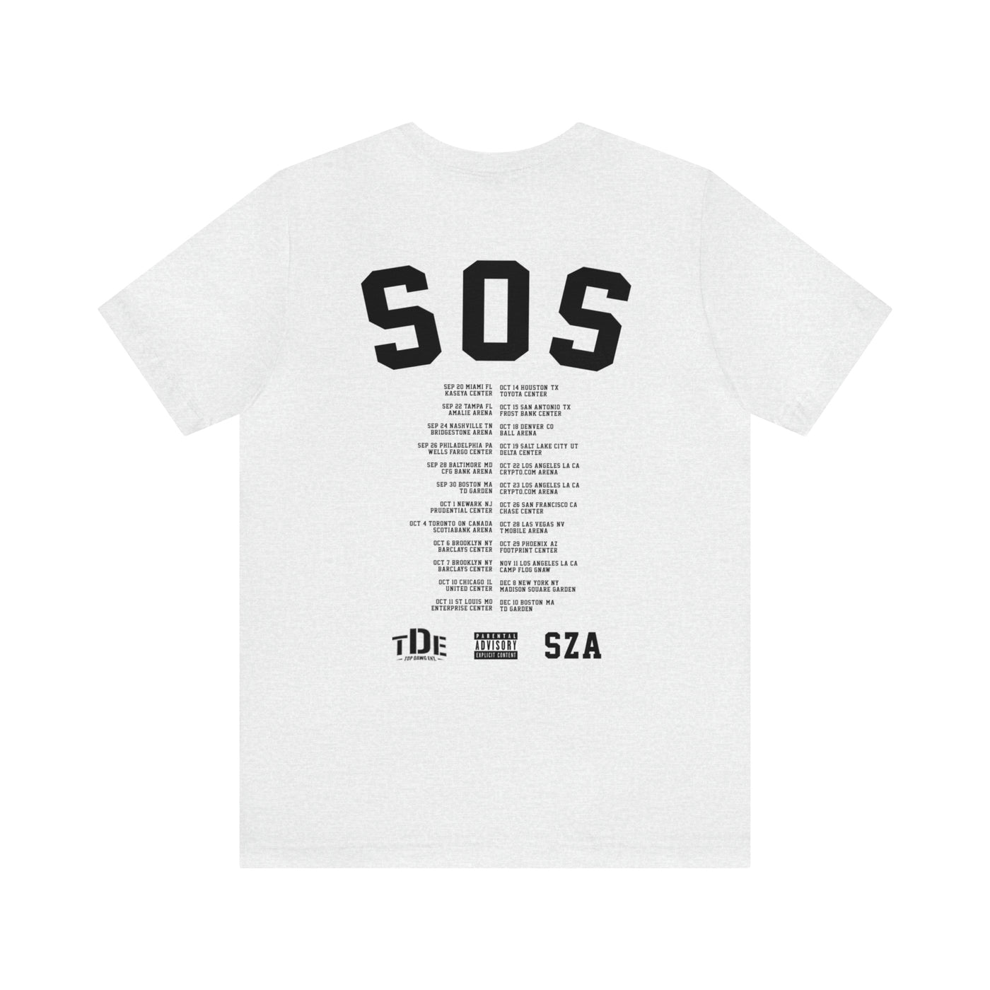 SZA MERCHANDISE - NEW SOS NORTH AMERICA TOUR DATES T-SHIRT