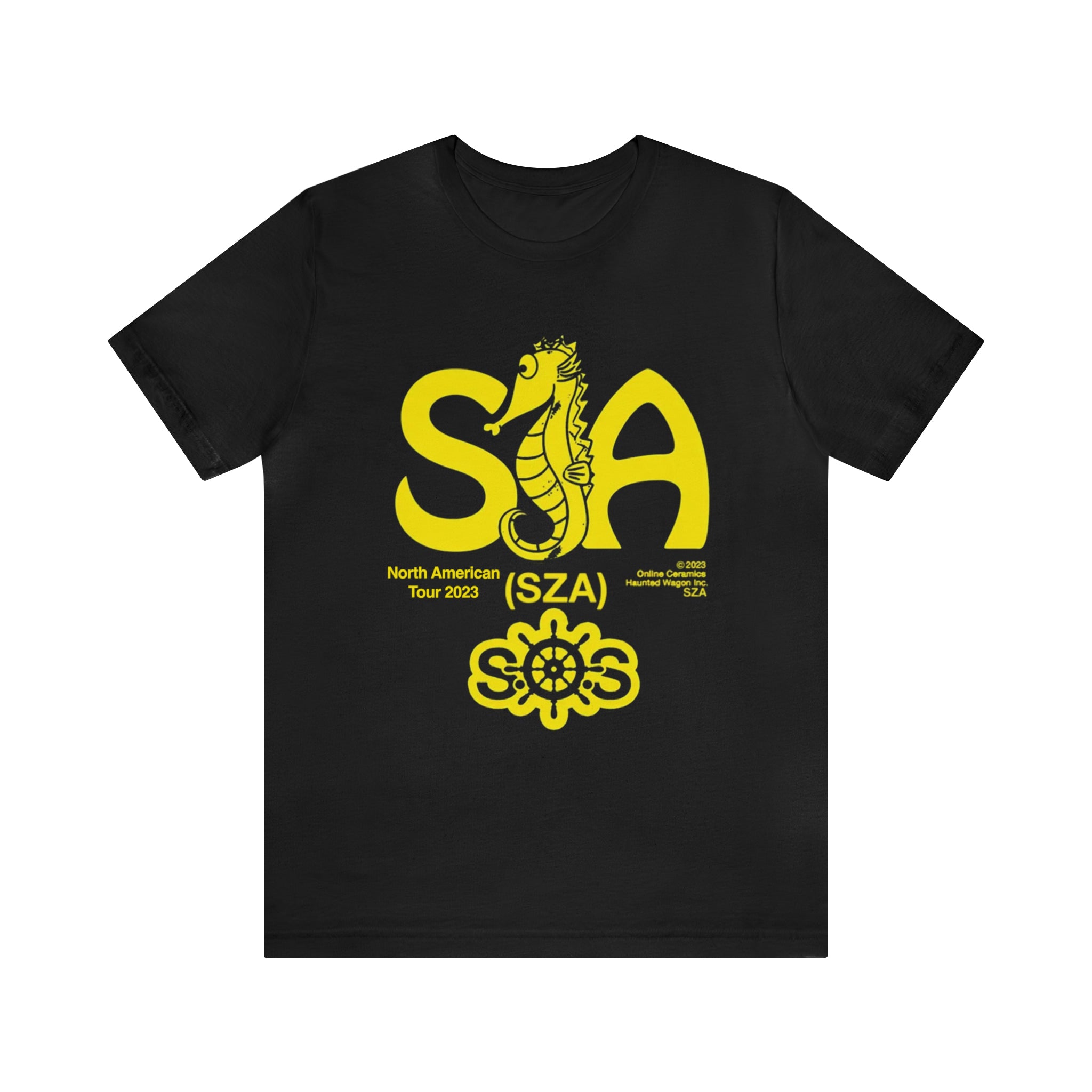 SZA MERCHANDISE - BLACK SOS SEAHORSE NORTH AMERICA TOUR T-SHIRT